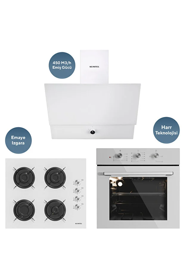 Dizayn Beyaz Cam Ankastre Set